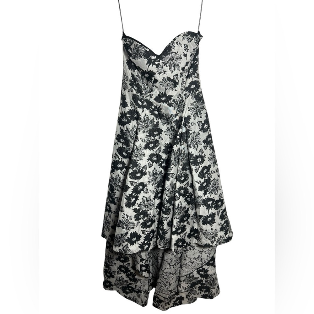 ZAC Zac Posen Black and White Floral High Low Dress - Picture 3 of 7